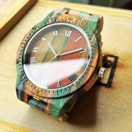 1pc Simple Men's Wooden Quartz Watch