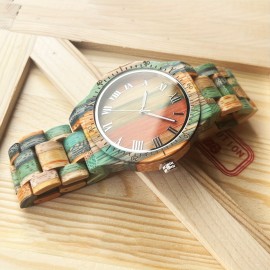 1pc Simple Men's Wooden Quartz Watch