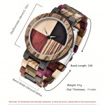 Unique Handcrafted Wooden Watch - Lattice Design, Colorful Bamboo Wood, Analog Quartz Movement, Water-Resistant, Perfect Accessory for Men