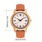 Vintage Bamboo Case Quartz Wristwatch with PU Leather Strap, Non-Waterproof, Round Dial, Electronic Drive, Unique Gift for Men