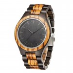 Mecano Vintage Men's Zebra Wood Quartz Watch, Father's Day Gift, Natural Zebra Wood Calendar Quartz Watch