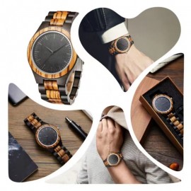 Mecano Vintage Men's Zebra Wood Quartz Watch, Father's Day Gift, Natural Zebra Wood Calendar Quartz Watch