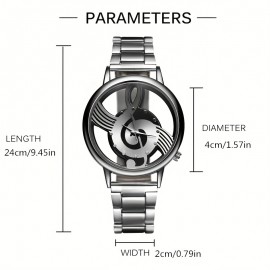 Men's Fashion Stainless Steel Music Symbol Quartz Watch, Ideal choice for Gifts