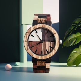 Stylish Men's Quartz Watch With Colorful Wooden Dial - Vintage-Inspired, Unique Gift For Him