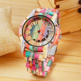 Colorful hollow wood watch