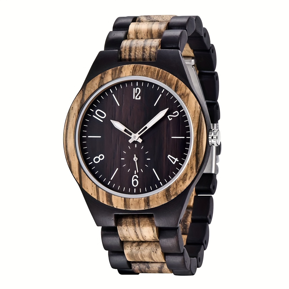 Unique Handcrafted Wooden Men's Watch - Wrist Watches with Inverted Geometric Bamboo Design, Analog Quartz Movement, and Stylish Accessories for Men