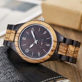 Unique Handcrafted Wooden Men's Watch - Wrist Watches with Inverted Geometric Bamboo Design, Analog Quartz Movement, and Stylish Accessories for Men