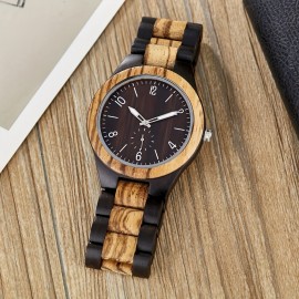 Unique Handcrafted Wooden Men's Watch - Wrist Watches with Inverted Geometric Bamboo Design, Analog Quartz Movement, and Stylish Accessories for Men