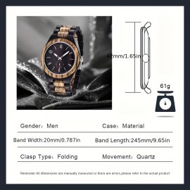 Unique Handcrafted Wooden Men's Watch - Wrist Watches with Inverted Geometric Bamboo Design, Analog Quartz Movement, and Stylish Accessories for Men