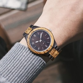 Unique Handcrafted Wooden Men's Watch - Wrist Watches with Inverted Geometric Bamboo Design, Analog Quartz Movement, and Stylish Accessories for Men