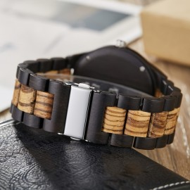 Unique Handcrafted Wooden Men's Watch - Wrist Watches with Inverted Geometric Bamboo Design, Analog Quartz Movement, and Stylish Accessories for Men