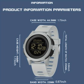 Men's Waterproof Sports Watches, Stopwatch, Alarm, 12/24H Outdoor Wristwatch For Running Swimming