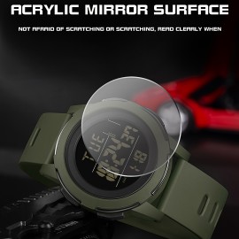 Men's Waterproof Sports Watches, Stopwatch, Alarm, 12/24H Outdoor Wristwatch For Running Swimming