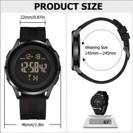 Mens Digital Waterproof Watch, Dive Tactical Sports Ultra-Thin Wrist Watch