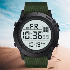 Trendy Men's Sports Watch with Luminous Display, 24-Hour Digital Time, Durable PVC Band - Perfect for Teens & Outdoor Activities