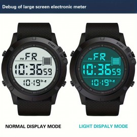 Trendy Men's Sports Watch with Luminous Display, 24-Hour Digital Time, Durable PVC Band - Perfect for Teens & Outdoor Activities