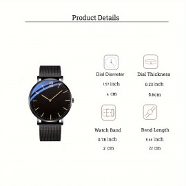 Men's Business Wrist Watch Classic Business Quartz Analog Watch With Silver Alloy Mesh Band Included Comfortable And Attractive And Fashion