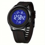 Mens Digital Waterproof Watch, Black Dive Sports Ultra-Thin Wrist Watch