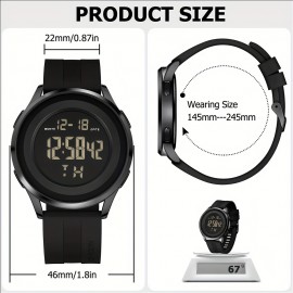 Mens Digital Waterproof Watch, Black Dive Sports Ultra-Thin Wrist Watch