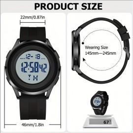 Mens Digital Waterproof Watch, Black Dive Sports Ultra-Thin Wrist Watch