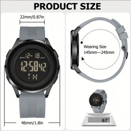 Mens Digital Waterproof Watch, Black Dive Sports Ultra-Thin Wrist Watch