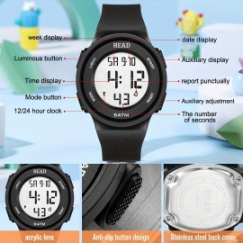 Teenage Electronic Watch, Digital Sports Watch LED 30 M Waterproof Automatic Calendar Watch, With Resin Silicone Strap, Multifunctional Watch