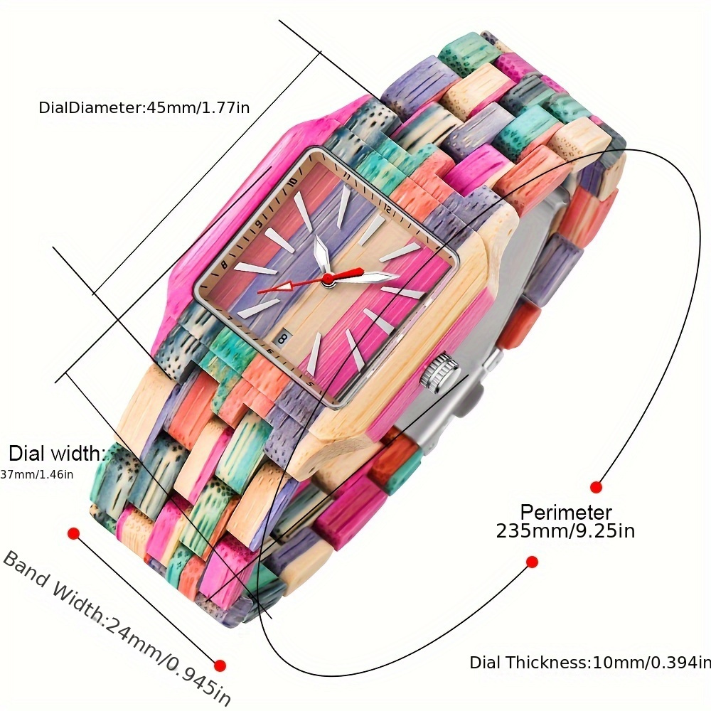 vintage   wooden quartz watch for women handmade analog timepiece with luminous hands details 6