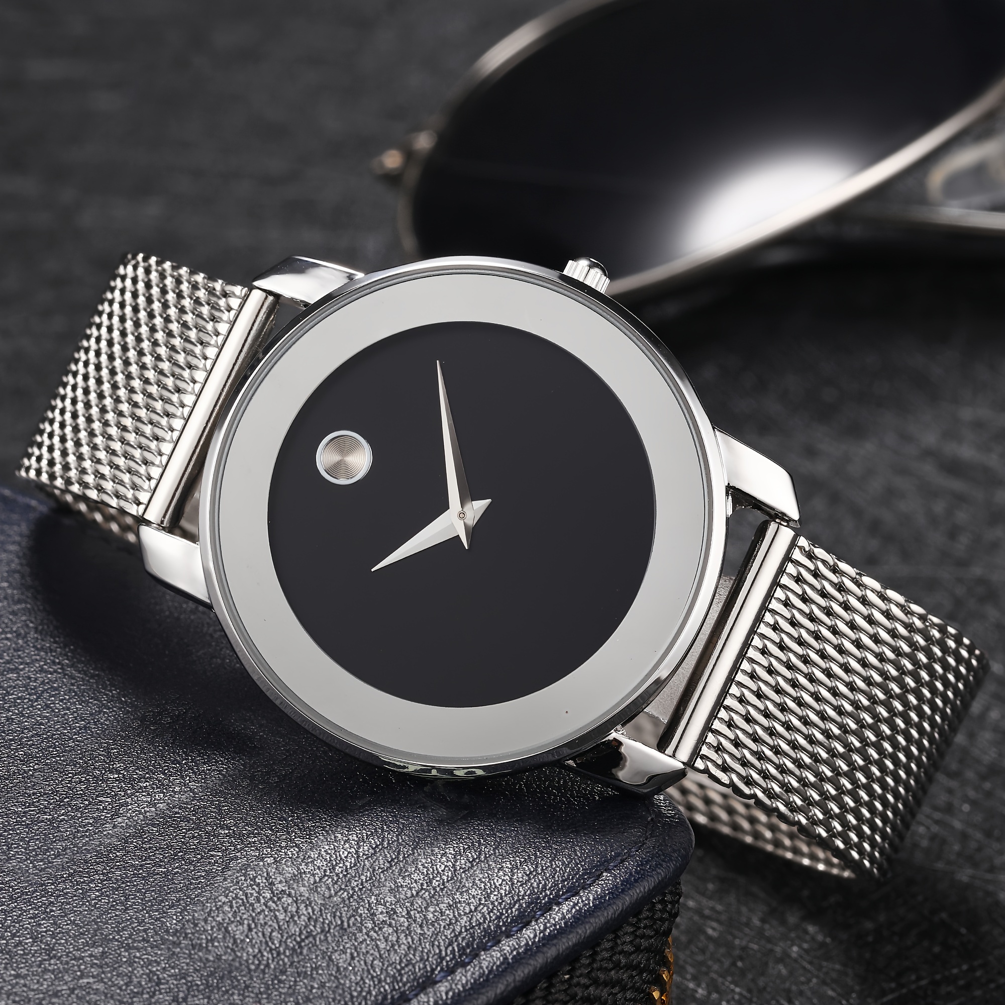 mens watch minimalist business leisure quartz watch analog ultra thin stainless steel wrist watch details 1