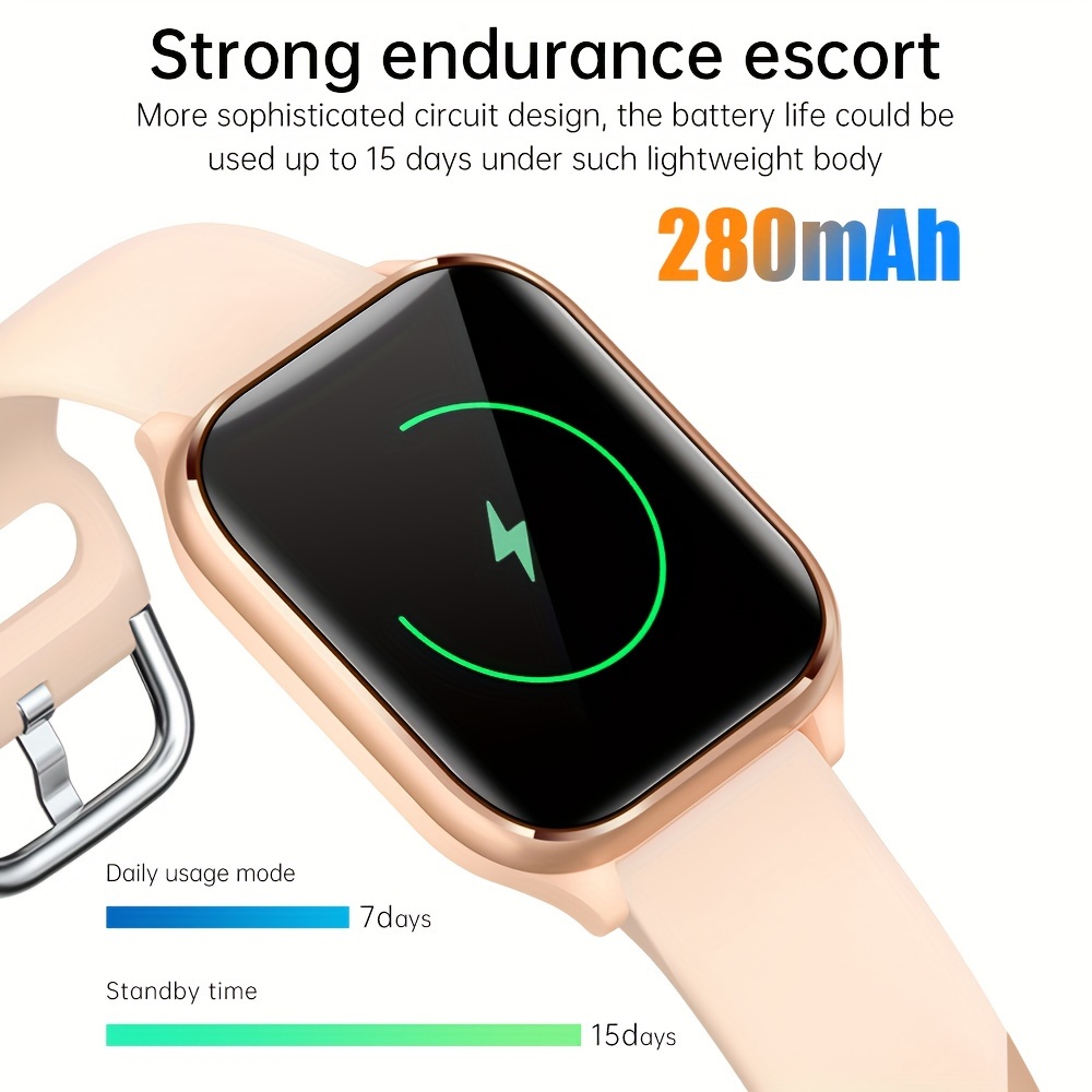 smart watch for women men 1 85 hd display ai voice assistant 100 sports modes call function activity   calorie counter weather forecast ios android compatible magnetic charging details 8