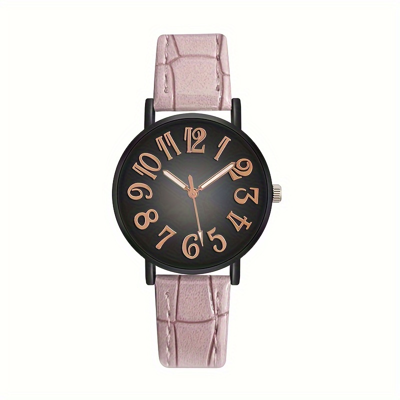 womens watch casual round pointer quartz watch retro gradient analog pu leather wrist watch details 1