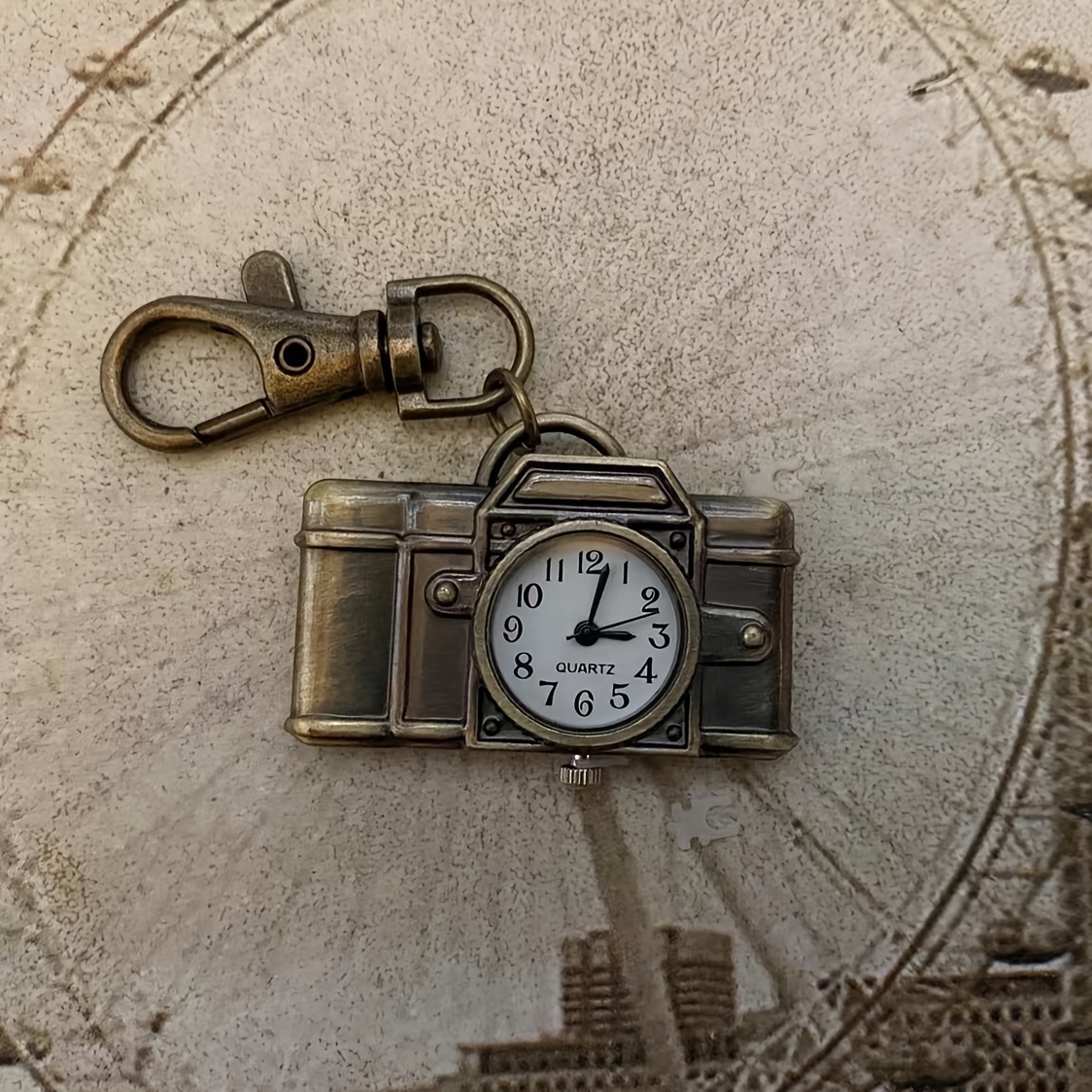 vintage camera pocket watch novelty bronze key chain creative quartz watch trend pendant bag accessories details 5