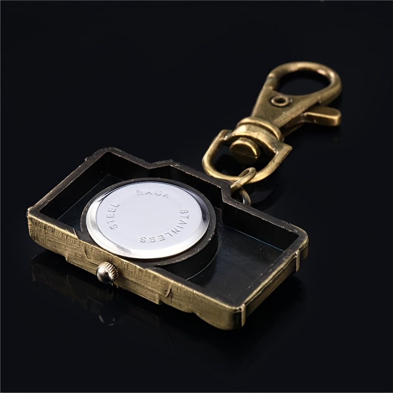 vintage camera pocket watch novelty bronze key chain creative quartz watch trend pendant bag accessories details 6