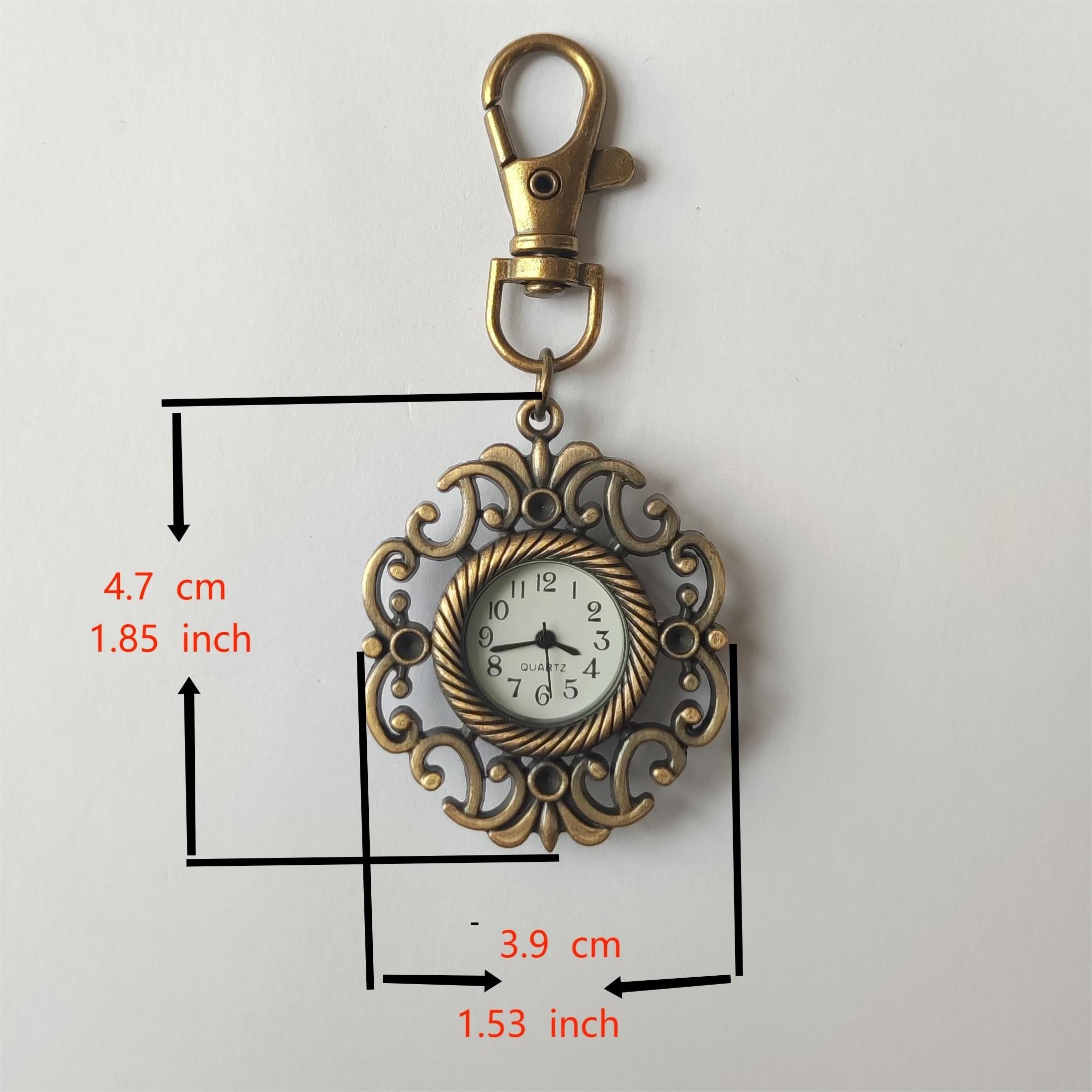 vintage   watch hollow novelty bronze key chain creative quartz watch trend pendant bag accessories details 1