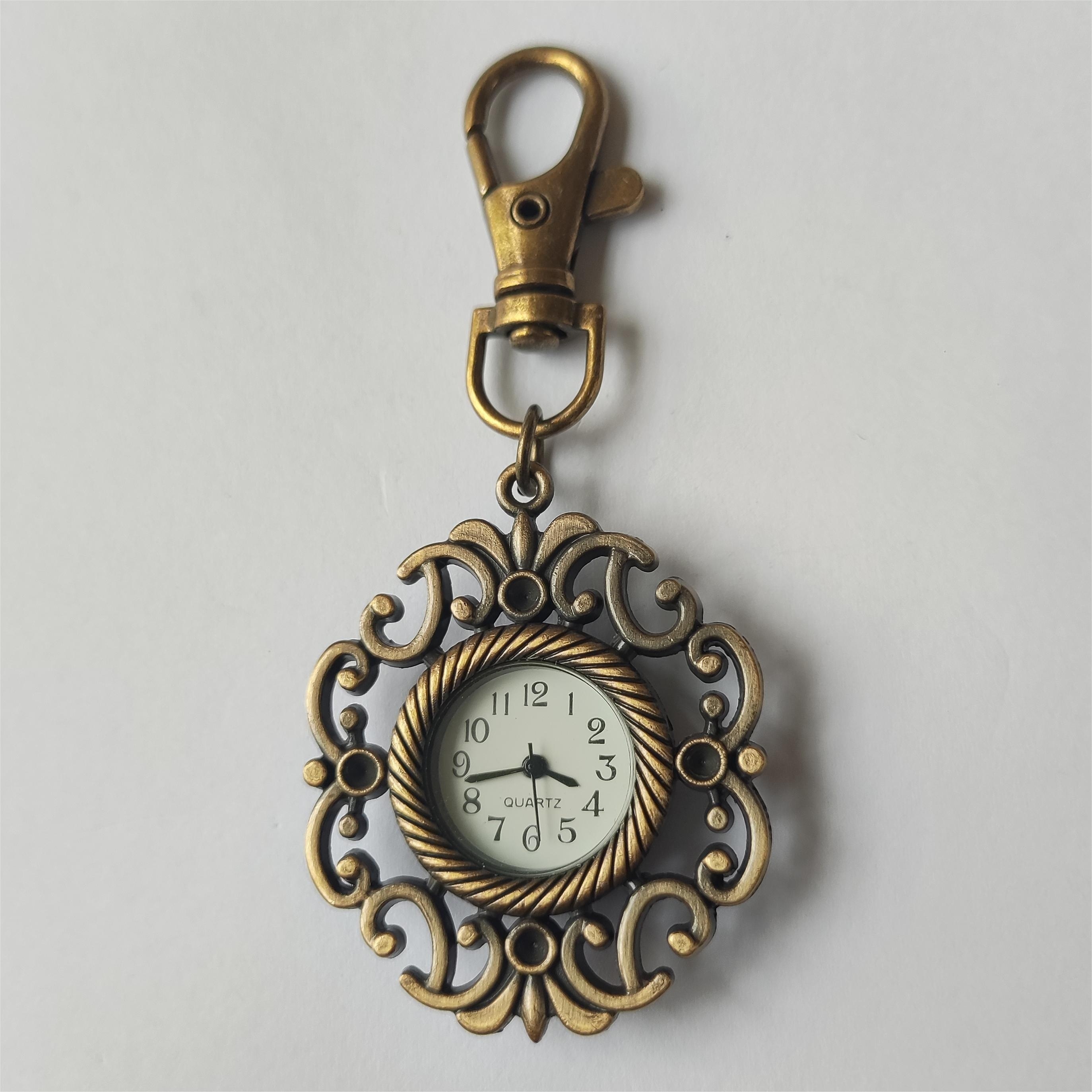 vintage   watch hollow novelty bronze key chain creative quartz watch trend pendant bag accessories details 2