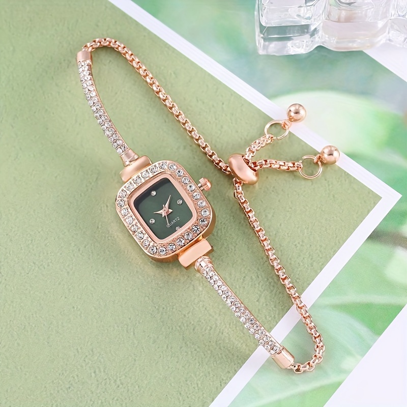 glamorous   alloy bracelet watch quartz movement elegant pointer display fashionable and versatile design details 4