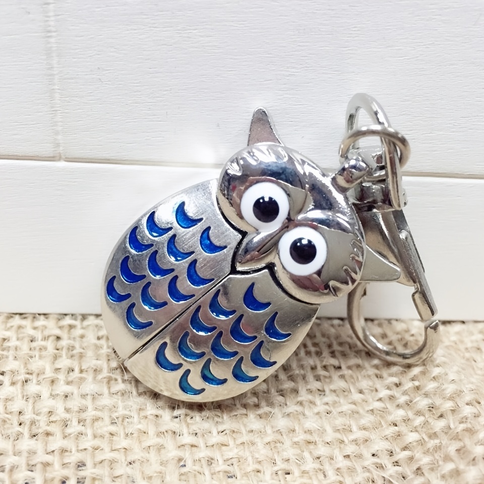 colorful cute owl pocket watch novelty hanging   chain quartz watch vintage pendant bag accessories birthday gift details 1