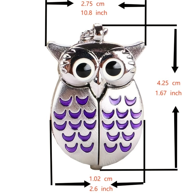 colorful cute owl pocket watch novelty hanging   chain quartz watch vintage pendant bag accessories birthday gift details 4