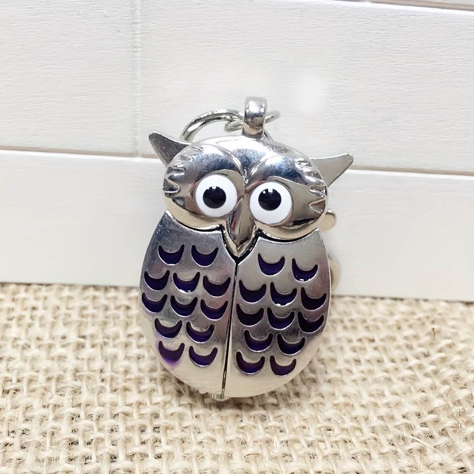 colorful cute owl pocket watch novelty hanging   chain quartz watch vintage pendant bag accessories birthday gift details 6