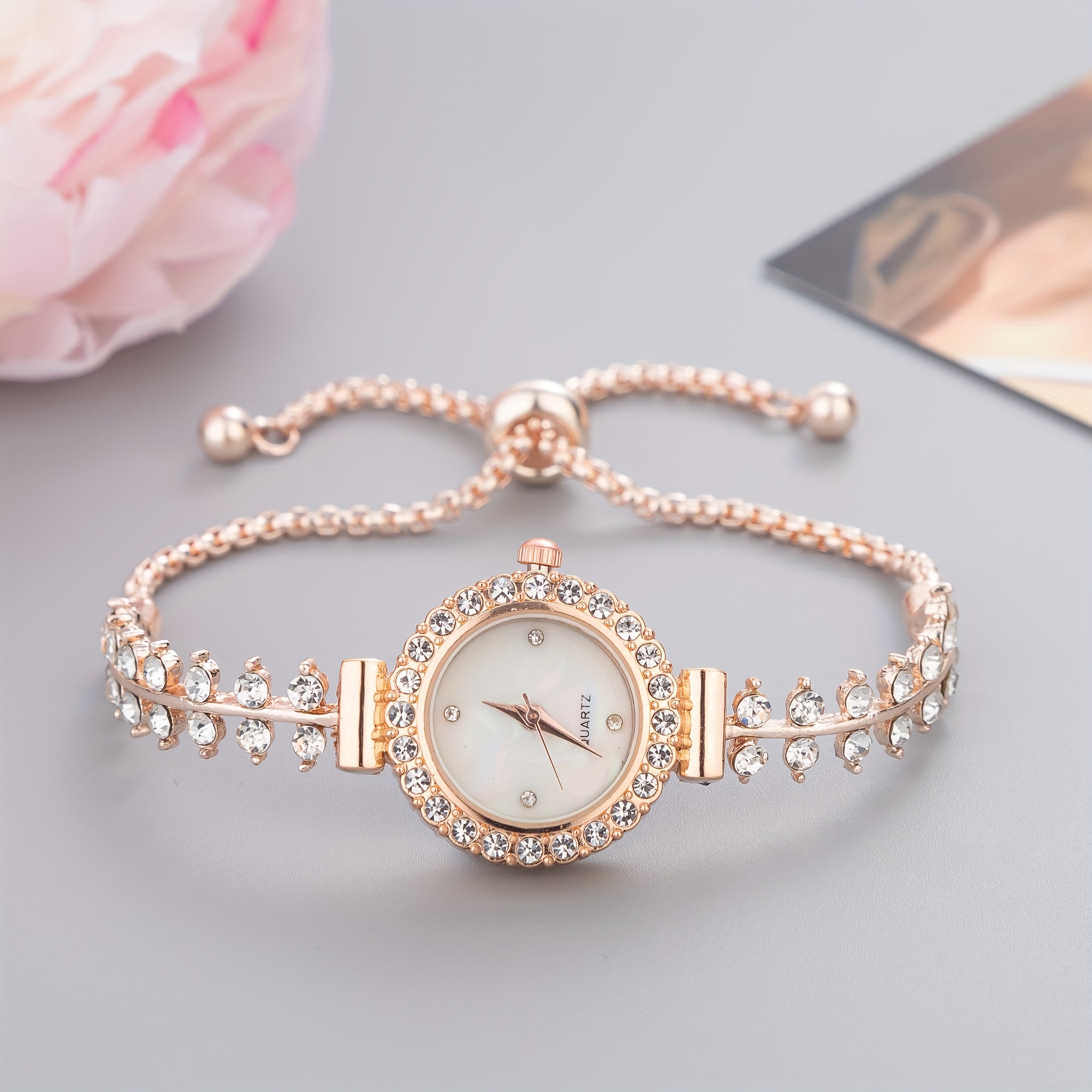 womens round rhinestone quartz watches zinc alloy adjustable strap zinc alloy pointer zinc alloy case glamorous style for dresses and everyday wear details 1