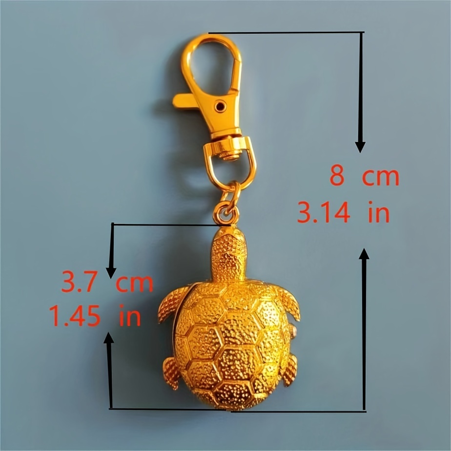 vivid tortoise model pocket watch stylish hanging chain round quartz watch classic flip watch keychain pendant accessories details 5