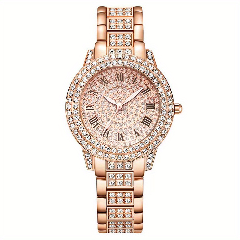 6pcs women luxury rhinestone quartz watch hiphop fashion casual analog watches jewelry set simple ideal choice for gifts gifts for eid details 5