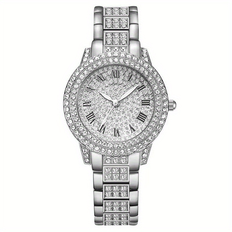 6pcs women luxury rhinestone quartz watch hiphop fashion casual analog watches jewelry set simple ideal choice for gifts gifts for eid details 7