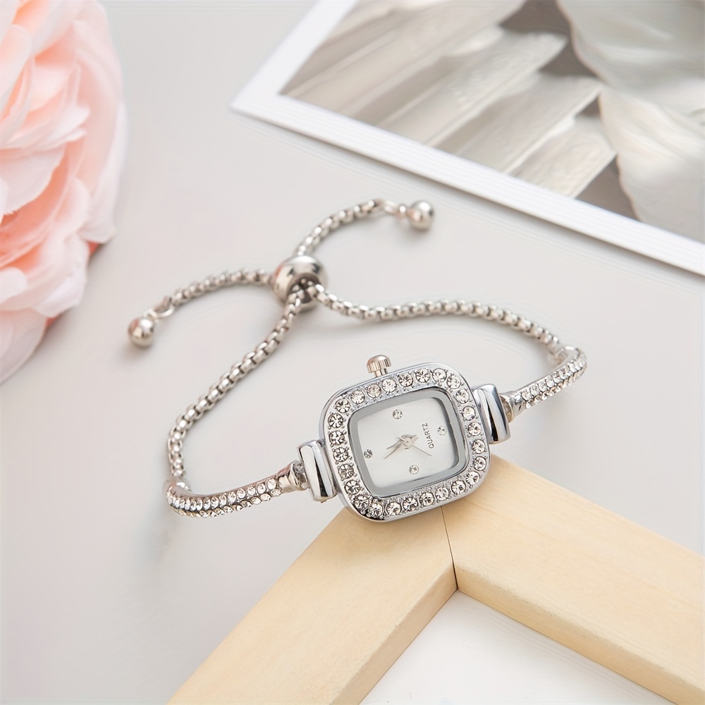 womens bracelet watch cute   pointer quartz watch luxury rhinestone analog stainless steel wrist watch details 1