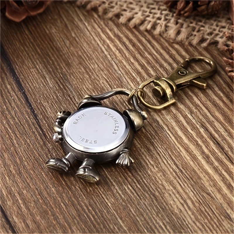 cute human shape clock pocket watch vintage bronze keychain novelty quartz watch car keychain pendant bag accessories creative gift nurse watch details 4