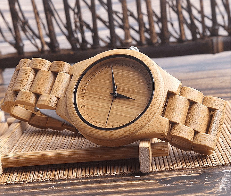   bamboo wooden quartz   luminous pointer casual sports quartz watch gift for men details 0