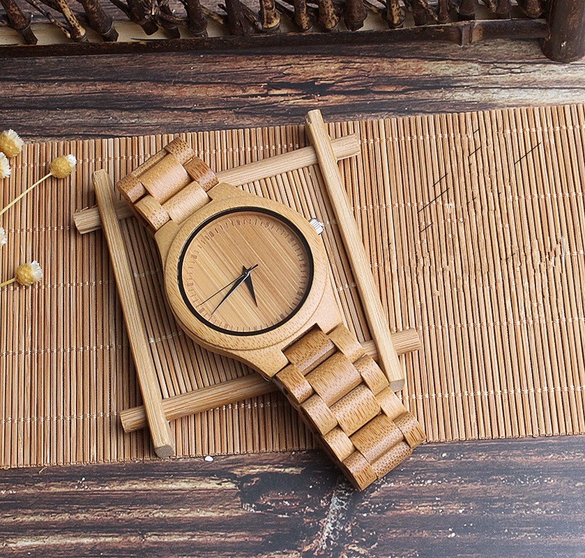   bamboo wooden quartz   luminous pointer casual sports quartz watch gift for men details 1