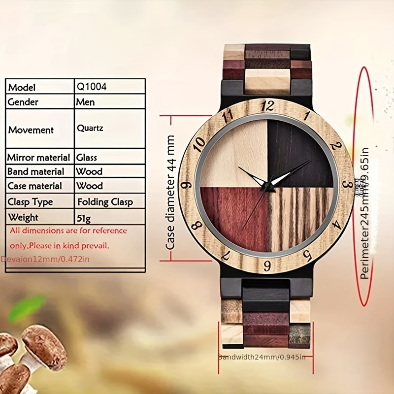 top luxury business quality wood wristwatch special design simple casual fashion vintage mens wooden watch details 0