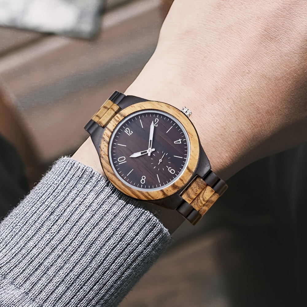 mens watches inverted geometric bamboo wooden analog quartz handmade mens wooden watch details 4