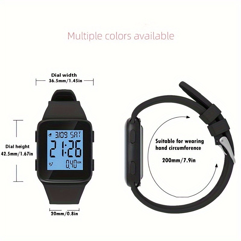 fashionable digital watch for men and women led display step counter alarm stopwatch date display suitable for swimming and outdoor activities details 4