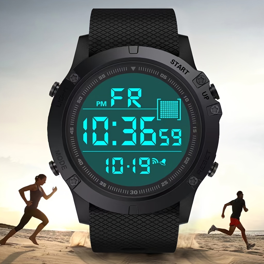 trendy mens sports watch with luminous display 24 hour digital time durable pvc band perfect for teens outdoor activities details 1